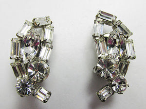 Vintage Spectacular Mid Century 1950s Rhinestone Earrings