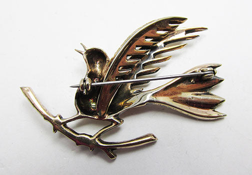 Amazing Vintage Retro 1940s Vermeil Figural Bird Pin