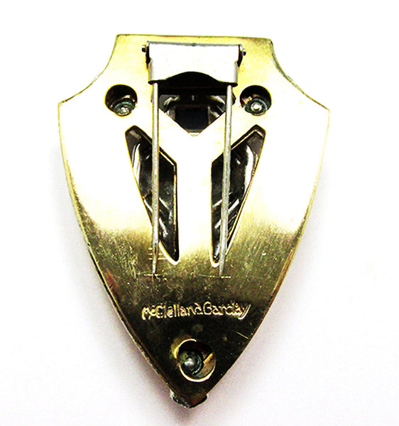 McClelland Barclay 1930s Vintage Art Deco Sapphire Diamante Fur Clip - Back