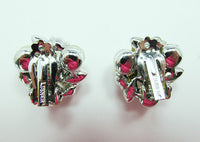 Lisner Vintage Exquisite 1950s Rhinestone and Pearl Floral Earrings - Thumbnail