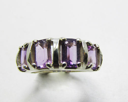 Vintage Retro Geometric Contemporary Style Amethyst Fashion Ring