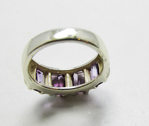 Vintage Retro Geometric Contemporary Style Amethyst Fashion Ring