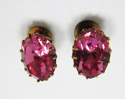 Made in Austria Vintage 1950s Minimalist Rhinestone Button Earrings