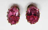 Made in Austria Vintage 1950s Minimalist Rhinestone Button Earrings - Thumbnail