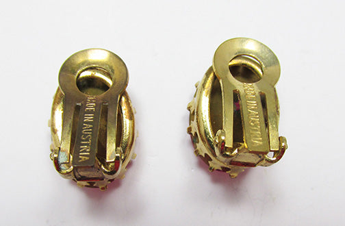 Made in Austria Vintage 1950s Minimalist Rhinestone Button Earrings