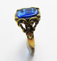 Dainty Vintage Rare 1930s Retro Art Deco Sapphire Fashion Ring - Thumbnail