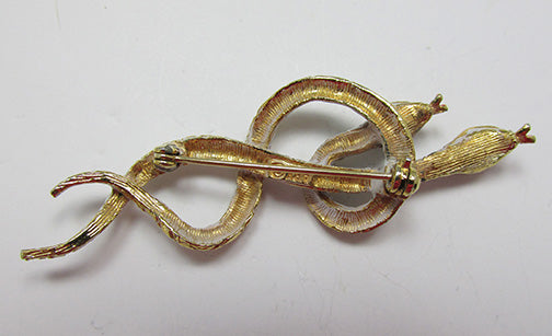 Art Vintage Mid Century 1950s Figural Double Snake Pin