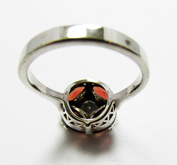 Vintage 1990s Eye-Catching Retro Sterling and Gemstone Ring - Back