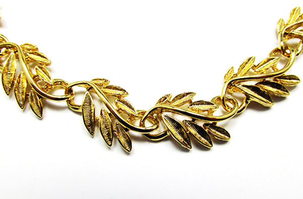 Napier 1960s Vintage Jewelry Gorgeous Leaf Necklace and Bracelet - Close Up