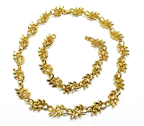 Napier 1960s Vintage Jewelry Gorgeous Leaf Necklace and Bracelet - Back