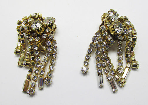 Vintage 1950s Stunning Rhinestone Waterfall Drop Earrings
