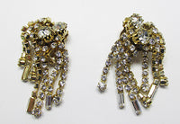 Vintage 1950s Stunning Rhinestone Waterfall Drop Earrings - Thumbnail