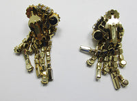 Vintage 1950s Stunning Rhinestone Waterfall Drop Earrings - Thumbnail