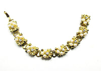 Vintage 1950s Jewelry Dainty Mid-Century Pearl and Diamante Bracelet - Front - Thumbnail