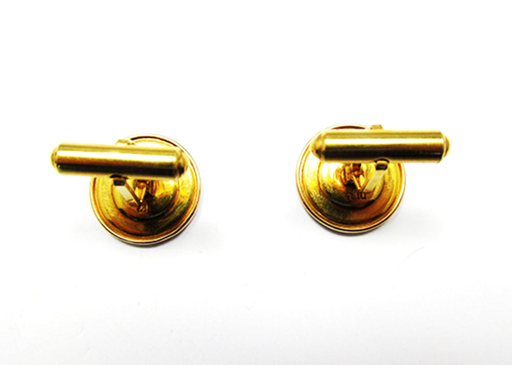 Dial 1950s Vintage Men's Jewelry Mid-Century Louis XIII Gold Cufflinks