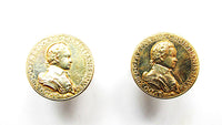 Dial 1950s Vintage Men's Jewelry Mid-Century Louis XIII Gold Cufflinks - Front - Thumbnail