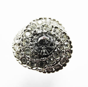 Rare 1940s Vintage Eisenberg Ice Sparkling Clear Diamante Fashion Ring - Front