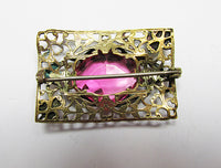 Czechoslovakia Vintage Gorgeous 1920s Art Nouveau Geometric Brass Pin - Thumbnail
