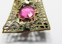 Czechoslovakia Vintage Gorgeous 1920s Art Nouveau Geometric Brass Pin - Thumbnail