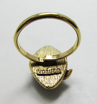 Vogue Vintage 1950s Attractive Topaz Rhinestone Floral Ring - Thumbnail