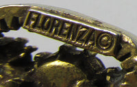 Rare Florenza Vintage 1950s Peridot and Citrine Rhinestone Ring