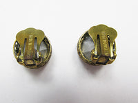Made in Austria Vintage Mid Century Aurora Borealis Button Earrings - Thumbnail