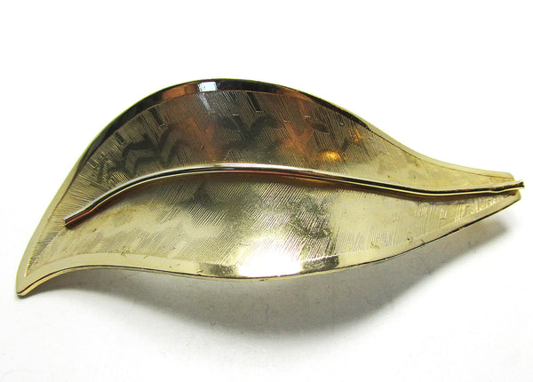 Vintage 1960s Bold Mid-Century Contemporary Style Leaf Pin - Front