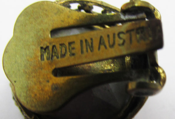 Made in Austria Vintage Mid Century Aurora Borealis Button Earrings