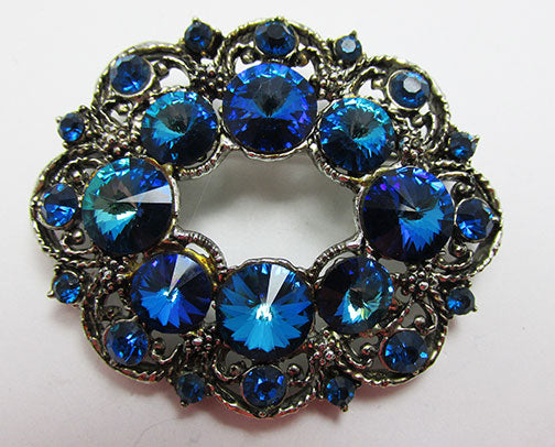 Hollycraft Vintage Dazzling Mid Century 1950s Teal Pin