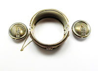 Vargas 1940s Vintage Bold Retro Diamante Cuff Bracelet and Earrings - Side Views - Thumbnail