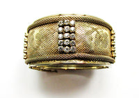 Vargas 1940s Vintage Bold Retro Diamante Cuff Bracelet and Earrings - Bracelet - Thumbnail