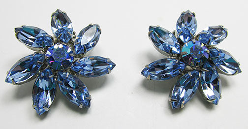 Weiss Vintage 1950s Stunning Mid Century Sapphire Floral Earrings