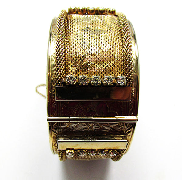 Vargas 1940s Vintage Bold Retro Diamante Cuff Bracelet and Earrings - Side