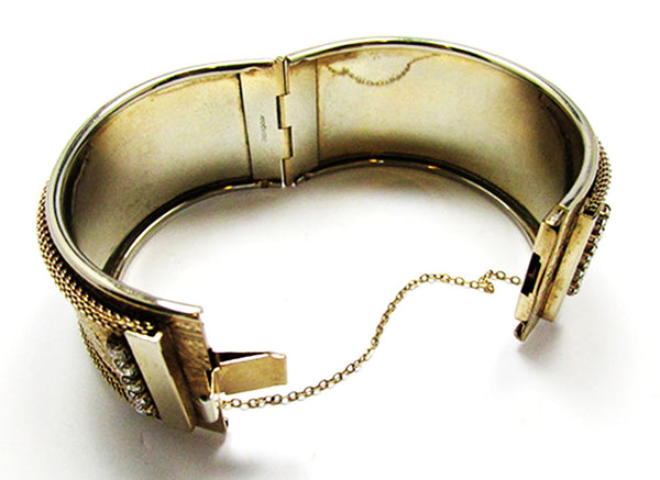 Vargas 1940s Vintage Bold Retro Diamante Cuff Bracelet and Earrings - Bracelet  Inner Circumference