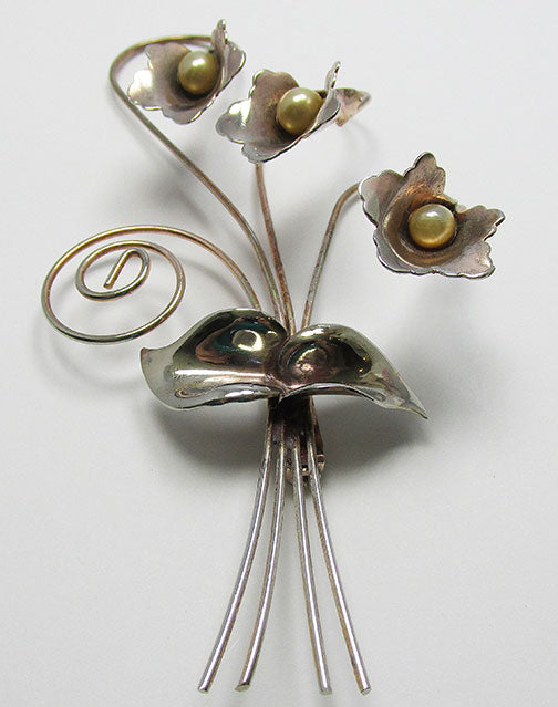 Vintage 1940s Exceptional Pearl Floral Bouquet Pin