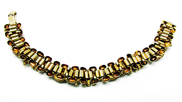 Vintage Jewelry 1940s Citrine, Carnelian, and Topaz Diamante Bracelet - Back
