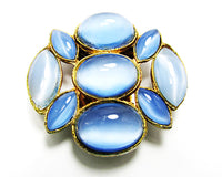 Vintage 1940s Costume Jewelry Blue Moonstone Cabochon Dress Clip - Front - Thumbnail