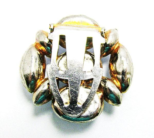 Vintage 1940s Costume Jewelry Blue Moonstone Cabochon Dress Clip - Back