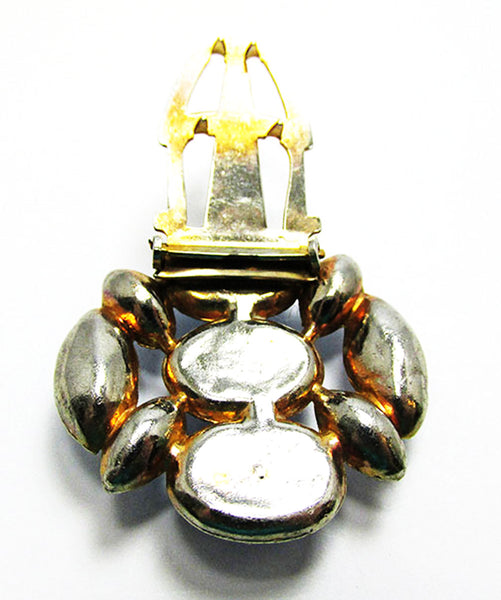 Vintage 1940s Costume Jewelry Blue Moonstone Cabochon Dress Clip - Back