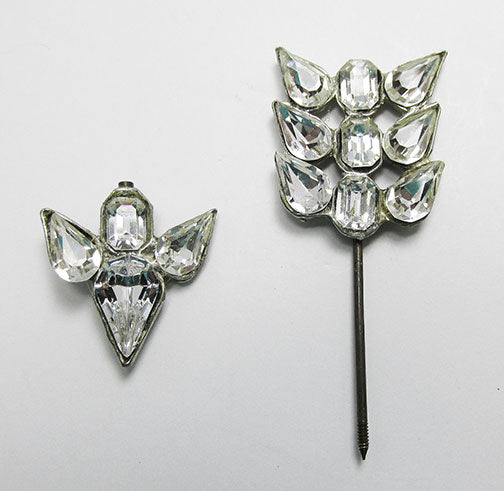 Vintage Retro 1930s Distinctive Rhinestone Jabot Pin