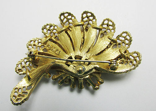 BSK Vintage Mid Century 1950s Avant-garde Rhinestone Floral Pin