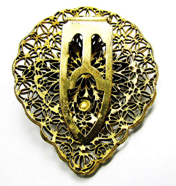 Vintage 1930s Jewelry Art Deco Multi-Color Diamante Dress Clip - Back