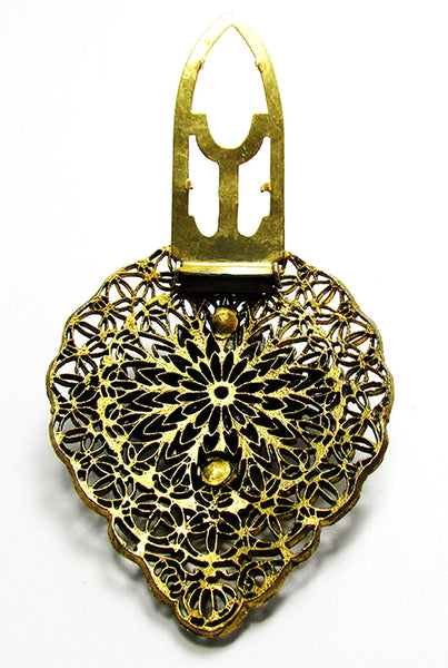 Vintage 1930s Jewelry Art Deco Multi-Color Diamante Dress Clip - Back