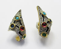 Jomaz Vintage Gorgeous Abstract Rhinestone Button Earrings - Thumbnail