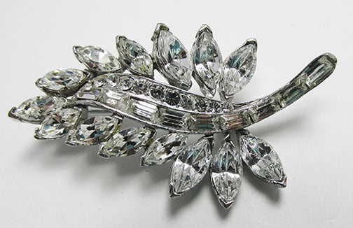 Pell Vintage Mid Century 1950s Flawless Rhinestone Leaf Pin