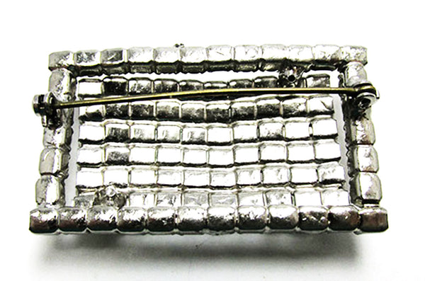 Vintage 1950s Jewelry Dramatic Mid-Century Two-Tier Diamante Pin - Back