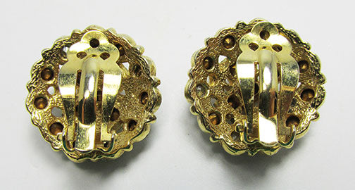 Vintage 1950s Gorgeous Rhinestone Floral Button Earrings