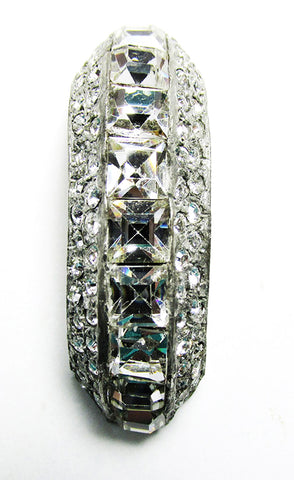 Vintage 1930s Costume Jewelry Gorgeous Art Deco Diamante Dress Clip - Front