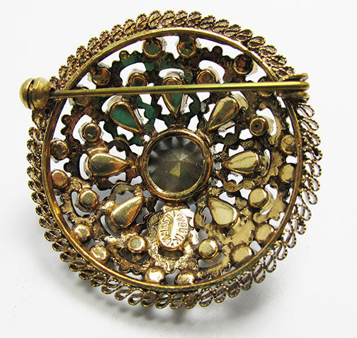 Made in Austria Vintage Mid Century Dazzling Sapphire and Teal Pin