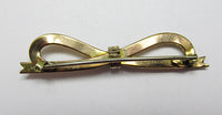 Vintage Retro 1920s Minimalist Gold Engraved Floral Ribbon Bow Pin - Thumbnail